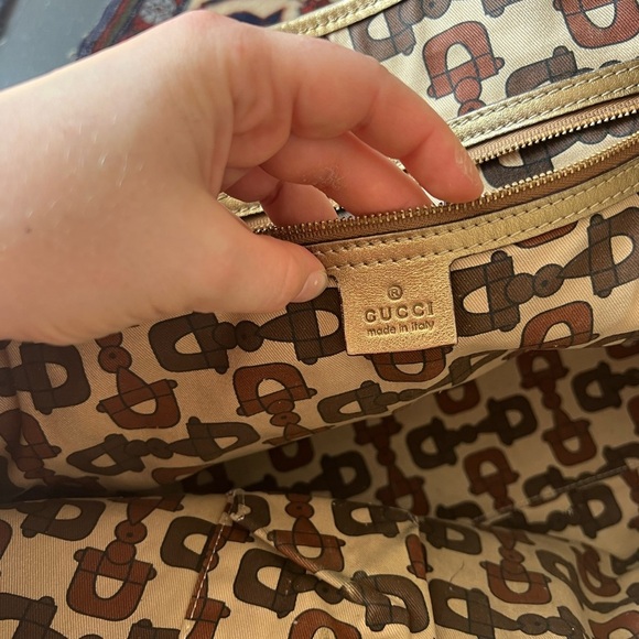 GUCCI GG Canvas Sherry Line Tote Bag Beige Black 139260 - Picture 13 of 16